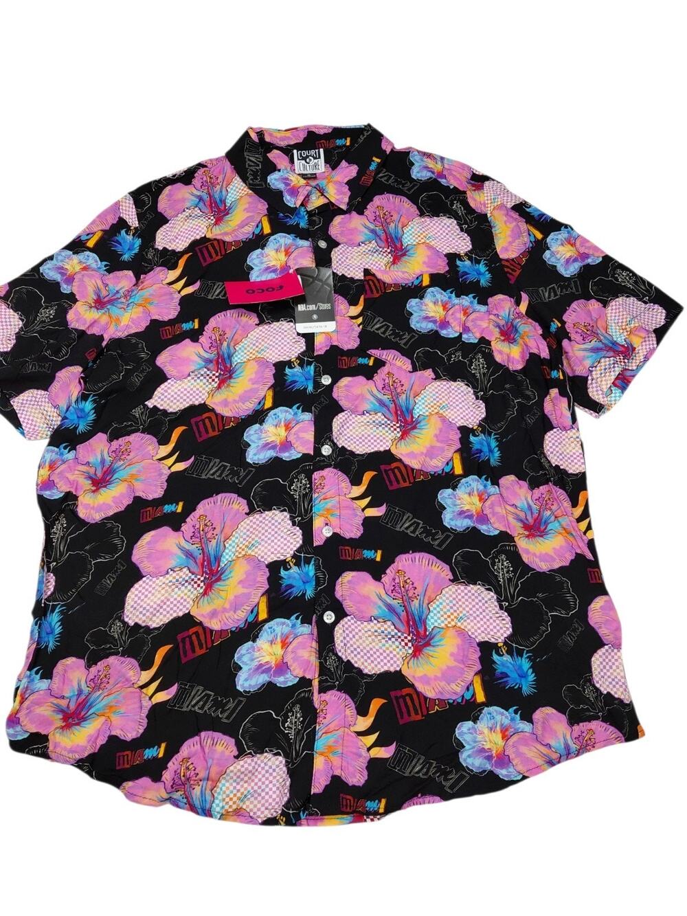 Court Culture NBA Miami Heat Vice City Hawaiian Shirt Aloha Men's Size XL